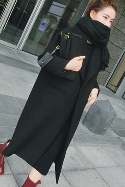 Κομψό μακρύ παλτό σε πολλά χρώματα με τσέπες