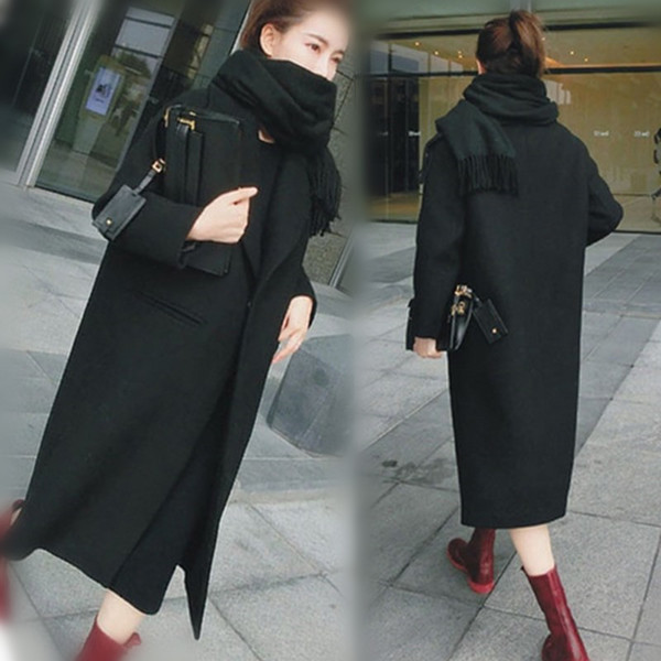 Κομψό μακρύ παλτό σε πολλά χρώματα με τσέπες