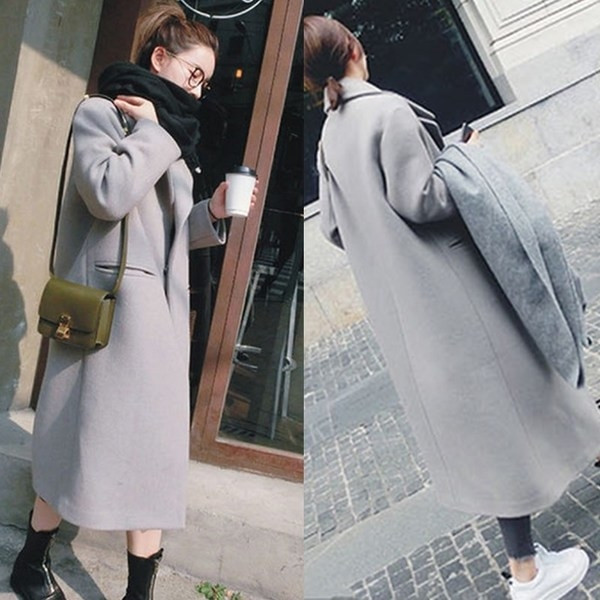 Κομψό μακρύ παλτό σε πολλά χρώματα με τσέπες