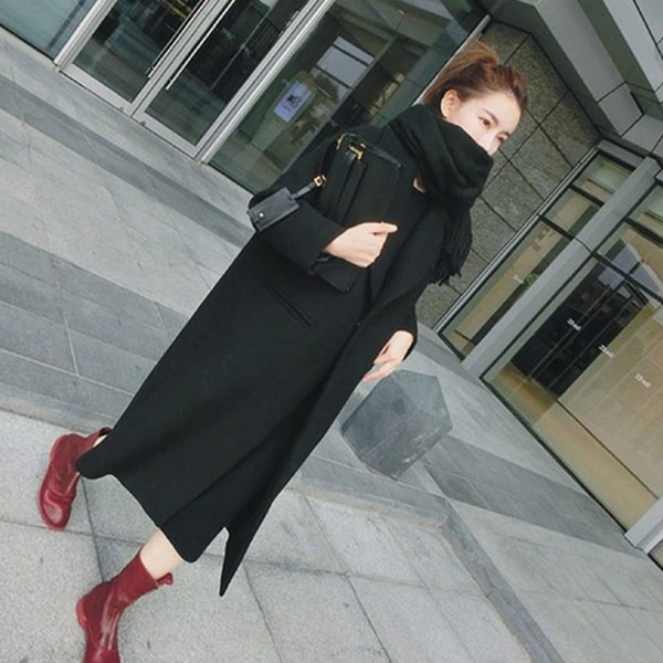 Κομψό μακρύ παλτό σε πολλά χρώματα με τσέπες