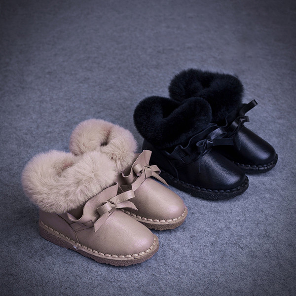Παιδικές χειμωνιάτικες μπότες με χνούδι για κορίτσια σε δύο χρώματα