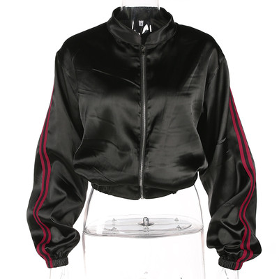 Скъсен спортен дамски суичър в черен цвят