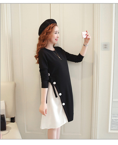 Καθημερινό φόρεμα για έγκυους με κολάρο σε σχήμα O και διακοσμητικό μοτίβο σε διάφορα χρώματα