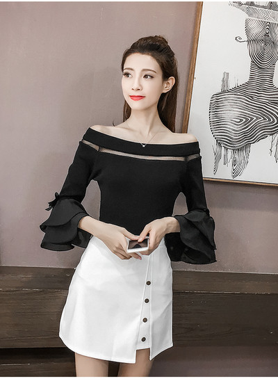 Σύγχρονό γυναικείο πουκάμισο με πεσμένους ώμους και φαρδιά μανίκια