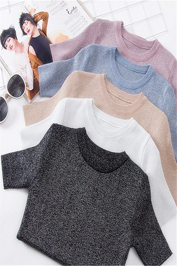Ελαστική καλοκαίρι κυρίες κοντό μανίκι πουλόβερ σε διάφορα χρώματα