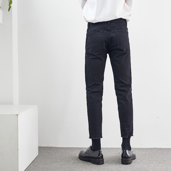 Μαύρο παντελόνι σκισμένο ανδρών με υψηλή μέση
