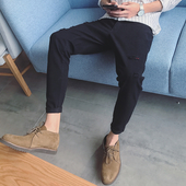 Μαύρο αρσενικό περιστασιακή φαρδύ παντελόνι 7/8