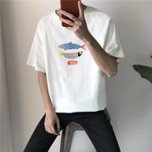 μακρύ πουκάμισο Κομψή άνδρες με κοντά μανίκια και απλικέ ψάρια