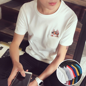 αντρικά πουκάμισα με κοντά μανίκια και απλικέ γατάκι σε πολλά χρώματα