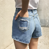 Нови дамски къси дънкови панталони с ретро мотиви