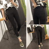 Μοναδικά γυναικεία μαύρα τζιν με υψηλή μέση και πόδι 7/8