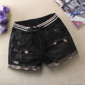 Стилни дамски къси панталони - с ластик, подвити