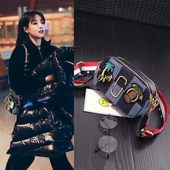 Τσάντα χαρτοφυλάκιο τύπου με μακριά λαβή και κεντήματα