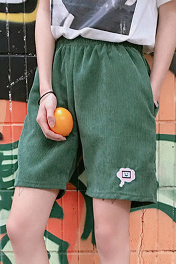 Страхотни дамски широки кадифени панталони в зелено и бяло
