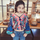 Μεγάλη Κυρίες Μπλούζα με μακριά φαρδιά μανίκια, V-neck