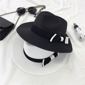 Μεγάλη καπέλο κυρίες παραλία σε δύο χρώματα με όμορφη κορδέλα