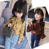 Страхотна детска момичешка шарена риза с връзкички около врата