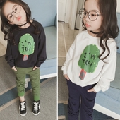 Детска блуза за момичета за пролет и есен с апликация дърво