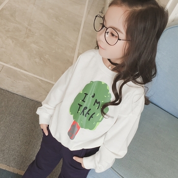 Детска блуза за момичета за пролет и есен с апликация дърво
