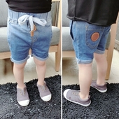 Ластични къси дънкови панталони с връзки