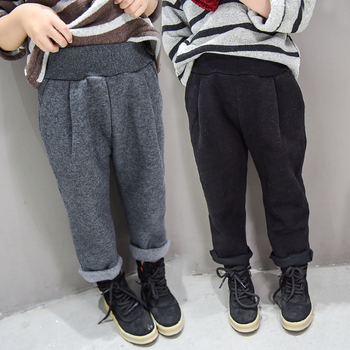 Детски панталони тип шалвари - кадифени в сиво и черно