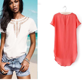 Πολύ ευγενική κυρία καθημερινά μακρύ πουκάμισο σε πέντε διαφορετικά χρώματα