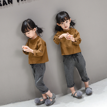 Детски комплект от 2 части за момичета - широка блуза и дълъг панталон