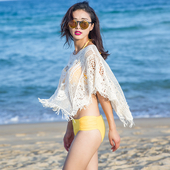 Страхотно плажно пончо без ръкави на дупки и бродерия