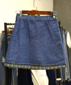 τζιν φούστα της Γυναίκας με κεντημένα στολίδια