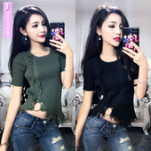 πουκάμισο γοητευτική κυρία με κοντά μανίκια και κατακερματισμένη μοτίβα