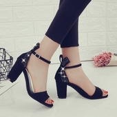 Πολύ όμορφες κυρίες καλοκαίρι σανδάλια με παχύ τακούνι σε δύο χρώματα