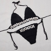 Μεγάλη πλεκτό κυρίες μαγιό σε μαύρο και άσπρο