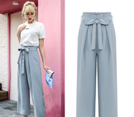 Οι γυναίκες περιστασιακή παντελόνι με υψηλή μέση και μια όμορφη κορδέλα