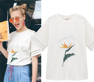 Λευκή μπλούζα με μακριά μανίκια και πολύ ενδιαφέρουσα εφαρμογή