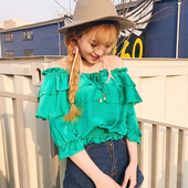 Κυρίες μπλούζα με έναν ώμο και μανίκι 3/4