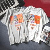 Καθημερινά T-shirt με κινούμενα σχέδια εκτύπωσης σε λευκό και γκρι