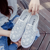 Дамски дишащи ежедневни мокасини с лъскави паети