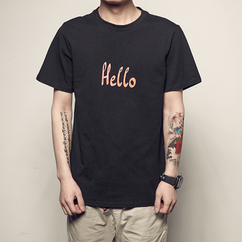 Οι άνδρες ριγέ T-shirt «Hello» σε τρία διαφορετικά χρώματα