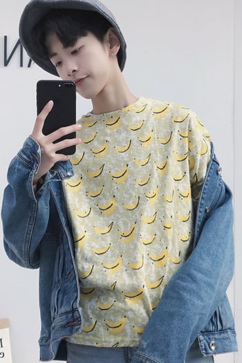 Лятна много свежа мъжка тениска с къс ръкав на жълти бананчета