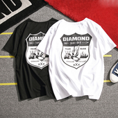 πουκάμισο Καθημερινά οι άνδρες με κοντά μανίκια και ενδιαφέρουσες εκτύπωσης σε μαύρο και άσπρο