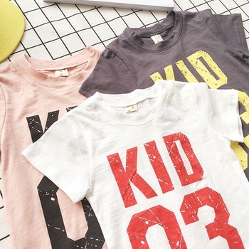  T-shirt με κοντό μανίκι και τριών χρωμάτων επιγραφή για αγόρια