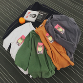 πουκάμισο του σύγχρονου ανθρώπου με 3/4 μανίκια και απλικέ «Γκρινιάρης γάτα»