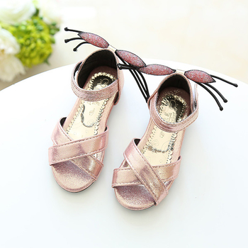 Лъскави детски сандали за момичета с красива 3D декорация