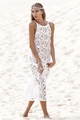Дълга плажна рокля от дантела в бял цвят