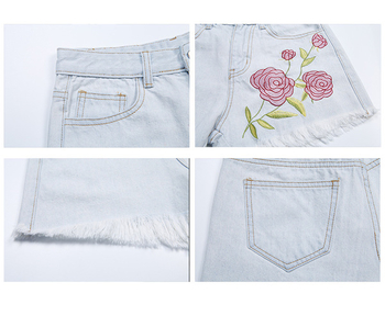 Бели модерни къси панталони с бродерия на цветя