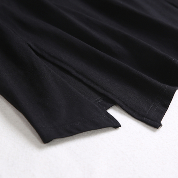 πουκάμισο Καθημερινά των γυναικών με σχισμή και κοντό μανίκι, μαύρο