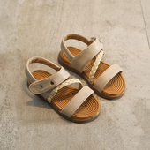 Κομψή Παιδικά σανδάλια για τα κορίτσια με λουριά σε μπεζ, μαύρο και ροζ