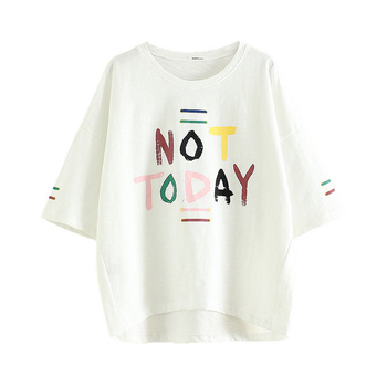 Сладка тениска с широки ръкави и цветен надпис \'Not Today\'