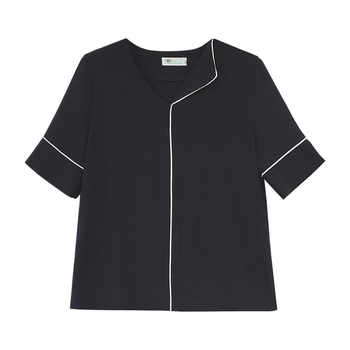 Елегантна дамска блуза с 3/4 ръкав и V-образно деколте - бял и черен вариант