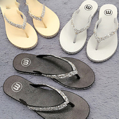 Casual γυναικείες παντόφλες με πέτρες σε μαύρο, γκρι και κίτρινο χρώμα